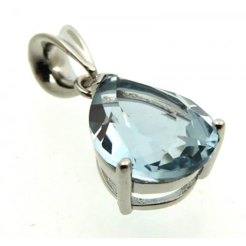 Siberian Aquamarine Quartz Sterling Silver Pendant 07